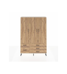 Arges Gardrop 5 Raflı 5 Çekmeceli Tek Askılı 132x30x195 Aytaşı-Çam