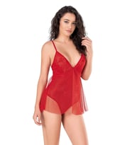 Pilelistore Kırmızı Jakarlı Bodysuit Gecelik