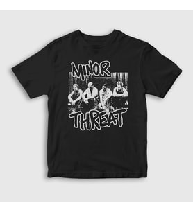Presmono Unisex Çocuk Siyah Band Müzik Minor Threat T-Shirt 536277tt