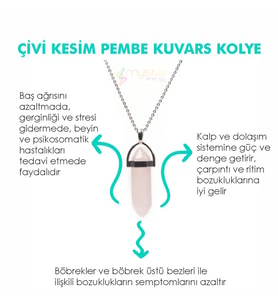Doğaltaş PEMBE KUVARS Pandül Kesim Kadın Erkek (Uniseks) İster Kolye İster Anahtarlık