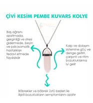 Doğaltaş PEMBE KUVARS Pandül Kesim Kadın Erkek (Uniseks) İster Kolye İster Anahtarlık