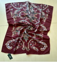 Osmanlı Motifli, Çiçek Dalı Desenli, Şık Ve Zarif Şal (Bordo-Krem)