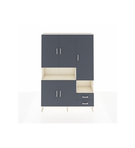 Arges Dolap 10 Raflı 2 Çekmeceli 5 Kapaklı 132x30x195 Aytaşı-Antrasit/Antrasit