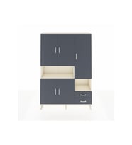 Arges Dolap 10 Raflı 2 Çekmeceli 5 Kapaklı 132x30x195 Aytaşı-Antrasit/Antrasit
