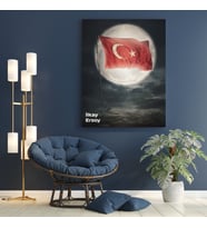 Kişiye Özel Türk Bayrağı  Tasarımlı Yeni İş Hediyesi Kanvas Tablo 30x50 cm