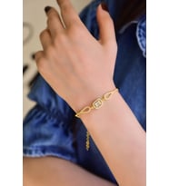 Papatya Silver 925 Ayar Gümüş Baget Taşlı Kadın Bileklik (Gold)