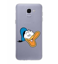 Samsung Galaxy J6 Kapak Donald Duck Tasarımlı Şeffaf Silikon Kılıf