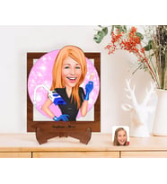 BK Gift Kişiye Özel Kadın Güzellik Uzmanı Karikatürlü Ahşap Standlı 3D Biblo-2 (Beyaz)