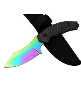 156A Renkli Gökkuşağı Kamp Bıçağı 19 Cm - Kılıflı