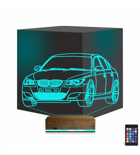 Luvivia Spor Araba Bmw Kişiye Özel 3D Lamba - Masa Gece Lambası