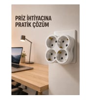 Mey İthalat® Tek Prizi 4’lü Yapan Priz Çoğaltıcı Direkt Prize Takılan Kablosuz Çoklayıcı