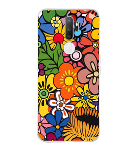 PrintiFy Oppo A9 2020  ile Uyumlu 1mm Slim Fit Retro Renkler 2 Baskılı Şeffaf  Kılıf
