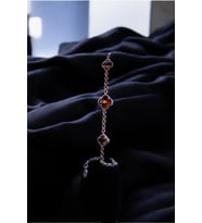 Nobby Shop NobbyShop 925 AYAR GÜMÜŞ ZULTANİT TAŞLI VAN CLEEF BİLEKLİK, 3 YONCALI VAN CLEEF BİLEKLİK, GÜMÜŞ BİLEKLİK