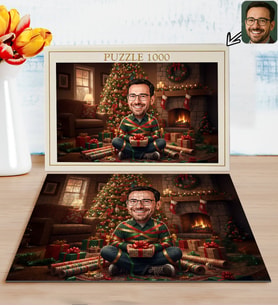 BK Gift Kişiye Özel Erkek Yılbaşı Karikatür Tasarımlı 1000 Parça Profesyonel Puzzle-7, 1000 Puzzle, Yeni Yıl Hediyesi, Yılbaşı Hediyesi