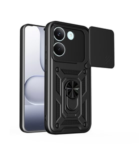 Xiaomi Poco X8 Pro Kılıf Magnetik Standlı Kamera Korumalı Sürgülü Vega Kapak Siyah