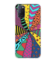 PrintiFy Oppo A92  ile Uyumlu 1mm Slim Fit Retro Renkler 4 Baskılı Şeffaf  Kılıf
