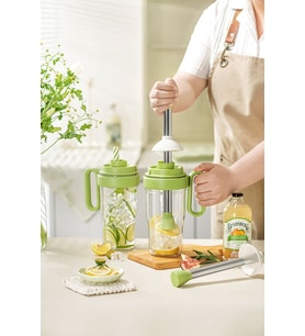 Pinmoo BoomMix Meyve Ezmeli Shake & İçecek Hazırlama Kupası – Buz Kırıcı Manuel Blender – 1000 ml