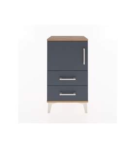 Arges Komodin 2 Raflı 2 Çekmeceli Tek Kapaklı 44x30x80 Çam-Antrasit