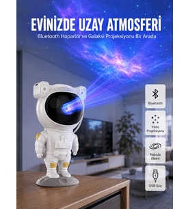 Yıldız ve Ay Efektli Uzaktan Kumandalı Projeksiyon Lamba