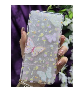Samsung Galaxy A34 Uyumlu Renkli Kelebekler Desenli Şeffaf Telefon Kılıfı