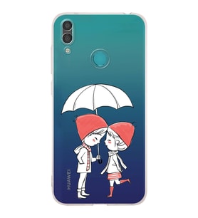Huawei Y7 2019 Uyumlu Kamera korumalı Kapak Aşk Tasarımlı  Şeffaf Kılıf