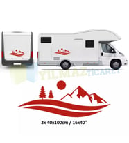 Karavan Çekme Dağ Ağaç Oto Sticker Araba Yapıştırma Etiket 2 Adet 100 x 40 Cm
