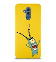 Huawei Mate 20 Lite Soft Premier Kapak Plankton Tasarımlı Silikon Kılıf - Sarı (Şeffaf)