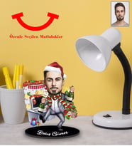 Kişiye Özel Yılbaşı Erkek Karikatürlü 3mm Şeffaf Pleksi Akrilik Biblo Model-4