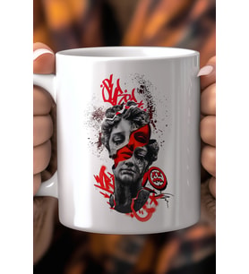 Graffiti Sanat Desenli 330ml Baskılı Beyaz Seramik Kupa Bardak