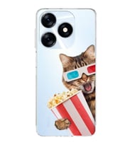 PrintiFy Tecno Spark 10C ile Uyumlu Kedi 1 Kamera Korumalı Şeffaf Kılıf