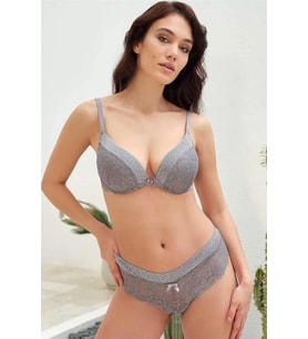 Mulvxbrf Brf02 Balenli Destekli Dolgulu Taşlı Dantelli Sütyen Ve String Takım (Mulvix)