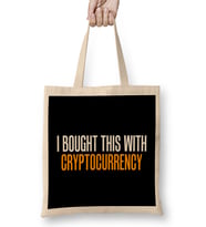 Funny I Bought This With Cryptocurrency Bez Çanta Uzun Saplı