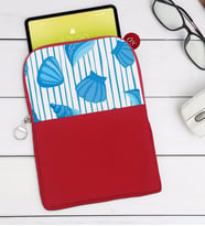 BK Gift Deniz Kabukları Tasarımlı Taşınabilir Koruyucu Tablet Kılıfı & Organizer Çanta - Kırmızı-2