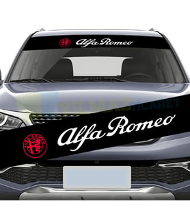Alfa Romeo Logo Ön Arka Cam Güneşlik Oto Sticker Yapıştırma Araba 130 x 20 Cm