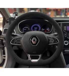 Renault Megane 4 Direksiyon Kılıfı Alcantara Süet Monza Black Serisi Siyah 2016-2024
