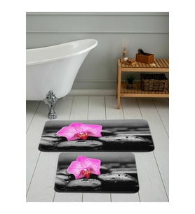 Rovigo Home Dijital Baskılı 2'li Banyo paspas Takımı RVG5055 (Gri)