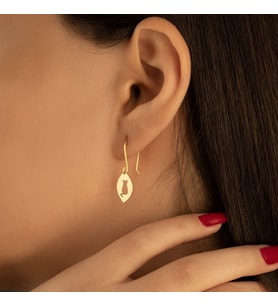 DKMN Gümüş Dairesel Kedi Sembol Küpe Kadın Gümüş Küpe (Gold)