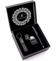 Kişiye Özel Siyah Touch Pen & Zippo Tarzı Çakmak & Siyah Anahtarlık Hediye Seti