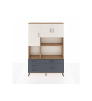Arges Dolap 8 Raflı 5 Çekmeceli 3 Kapaklı 132x30x195 Çam-Aytaşı/Antrasit
