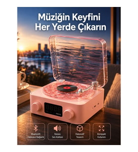Mey İthalat® Retro Kristal Netliğinde Ses – Gece Işıklı Retro Bluetooth Hoparlör Yeni Nesil
