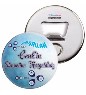 Sünnet Suluboya Zeminli Nazar Boncuklu Açacaklı Magnet