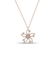 Lotus Çiçeği Zirkon Taşlı Kadın 925 ayar Gümüş Rose Kolye