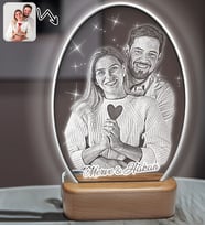 BK Gift Kişiye Özel 3D Oval Fotoğraflı LED Gece Lambası(Beyaz Renk), Arkadaşa Hediye, Sevgiliye Hediye