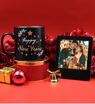 Yılbaşına Özel Siyah İnstagram Çerçeve & Happy New Years Kupa Hediye Seti
