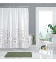 Banyo Perdesi Papatya Çiçek Desen Duş Perde Su Geçirmez Küvet Perde 180x200 Duş Perdesi 12 C-Halkalı (Çok Renkli)