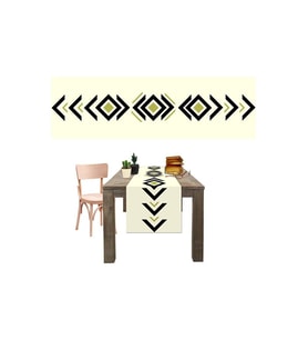 Dijital Baskılı Geometrik Desen Renkli Baskılı Masa Sunum Runner 40x145 (Çok Renkli)