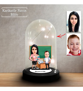Kişiye Özel Karikatür Öğretmeni ve Öğrenci Tasarımlı Fanus Biblo, Öğretmene Hediye, Öğretmenler Günü, Öğretmenler Günü Hediyesi,, FN251