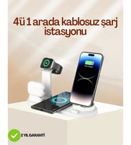 4 Cihazı Aynı Anda Şarj Edebilen Kablosuz Şarj İstasyonu Çok Yönlü ve Pratik Tasarım