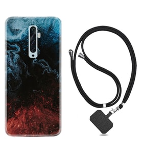 Oppo Reno 2Z 4 Lite 4 Pro 5 6 7 A31 Kılıf Boyun Askılı Silikon Red Blue Black Abstact 1386