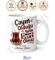 Çay Tiryakisi Yazılı Komik Baskılı Kupa Bardak Hediye Çay Severlere Özel